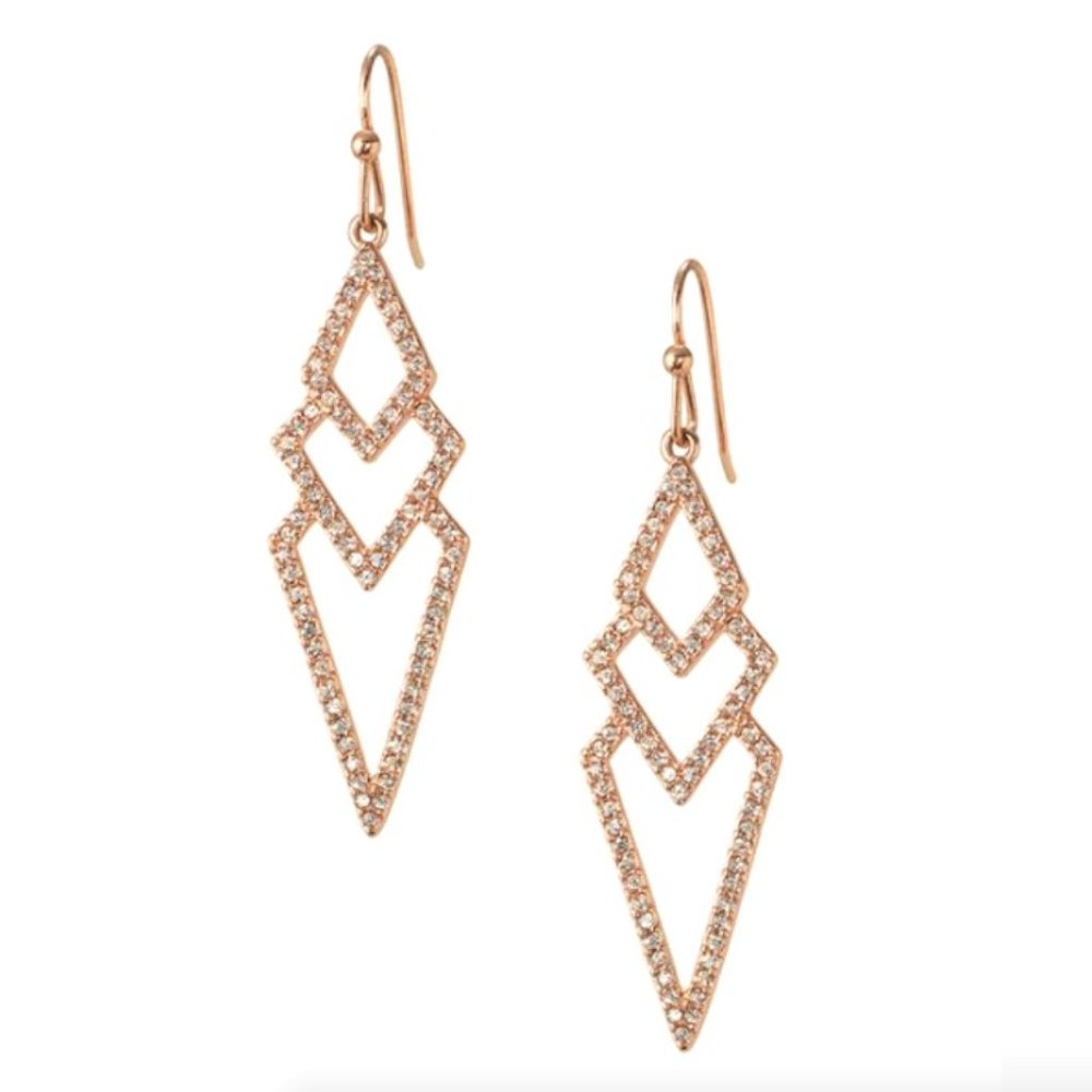 Stella and Dot Pavé Spear Rose Gold Drop Earrings